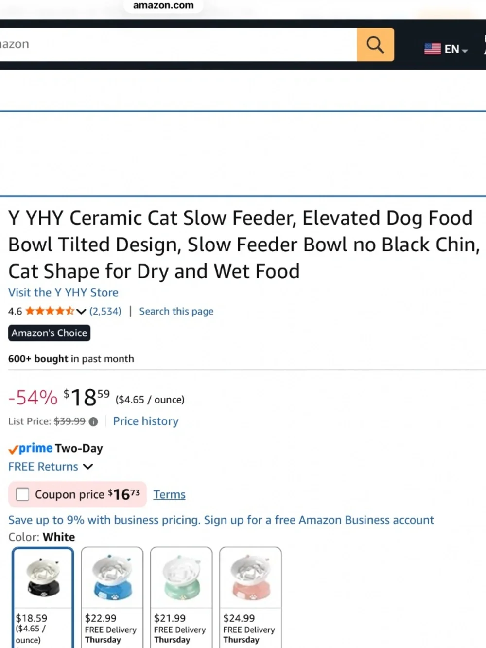 Very Good YHY Ceramic Slow Feeder Cat Bowls Set of 2